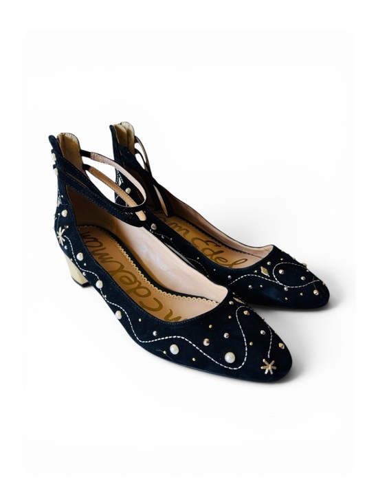 Sam Edelman Shoes - ★ Sam Edelman Lucien Embroidered Pearl Stud
Ankle Strap Pumps Black 9.5 ★